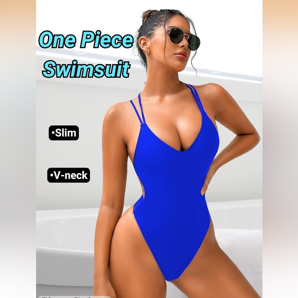 Strappy Blue One-Piece Swimsuit Medium/ 0173-9